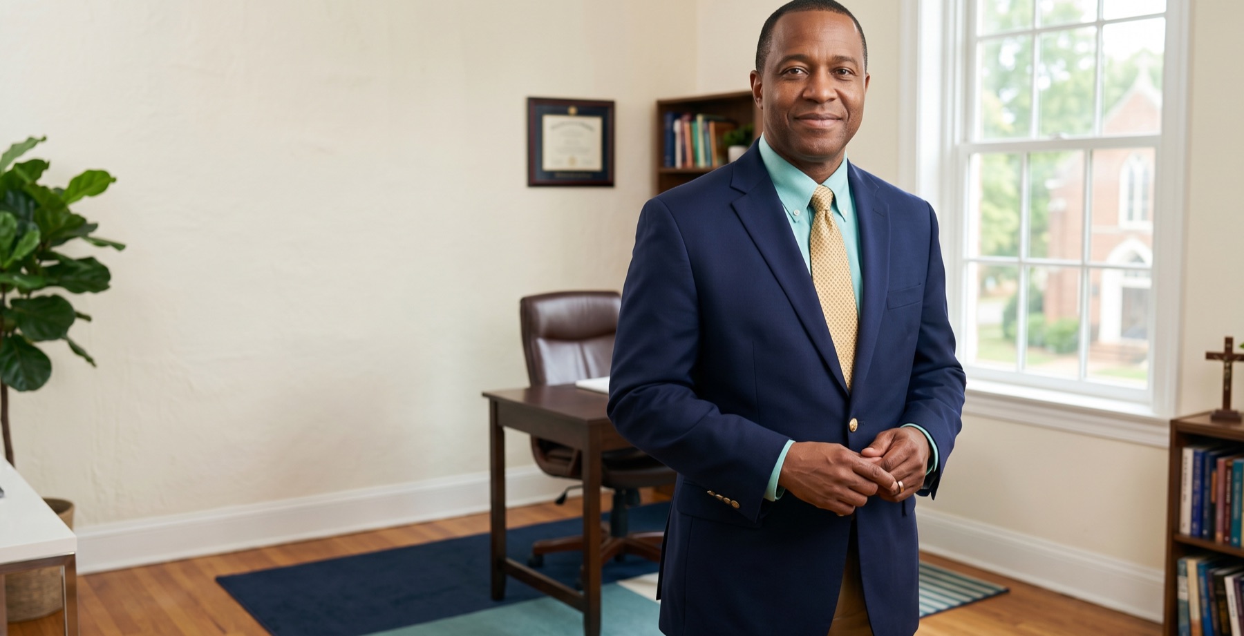 A pastor in his office